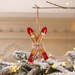 3 pezzi decorazioni natalizie ciondolo albero di Natale slitta in legno (rosso)