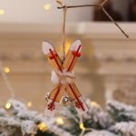 3 pezzi decorazioni natalizie ciondolo albero di Natale slitta in legno (bianco)