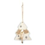 4 pezzi ciondolo albero di natale in legno ciondolo ciondolo decorazione scena natalizia (forma albero di natale)