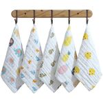 5 pezzi fazzoletto quadrato in cotone garza a sei strati per bambini, stili di asciugamano saliva, consegna casuale, dimensioni: 25x25 cm