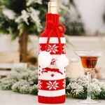 3 pezzi Copri bottiglia di vino a doppia palla lavorata a maglia natalizia Borsa per bottiglia di vino Layout atmosfera ristorante (alce)