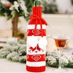 3 pezzi Copri bottiglia di vino a doppia palla lavorata a maglia natalizia Borsa per bottiglia di vino Layout atmosfera ristorante (fiocco di neve)