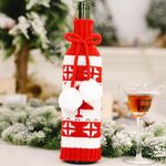 3 pezzi Copri bottiglia di vino a doppia palla lavorata a maglia natalizia Borsa per bottiglia di vino Layout atmosfera ristorante (piccolo albero)