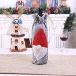 3 pezzi Macchina natalizia ricamata da bottiglia da vino da vecchia senza volto Bottoni da tavolo Decorazioni per bottiglie di vino (grigio)