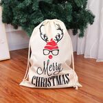 Sacchetto di caramelle di Natale con zaino in lino stampato grande (tipo B)