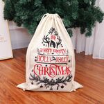 Sacchetto di caramelle grande zaino in lino stampato regalo di Natale (tipo D)