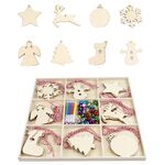 Set regalo creativo di decorazioni fai da te di Natale, ciondolo in trucioli di legno fatto a mano, stile: JM02027
