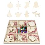 Set regalo creativo di decorazioni fai da te natalizie, ciondolo in trucioli di legno fatto a mano, stile: JM02028