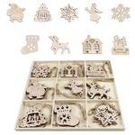 Set regalo creativo di decorazioni fai da te di Natale, ciondolo in trucioli di legno fatto a mano, stile: JM02030
