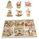 Set regalo creativo di decorazioni fai da te di Natale, ciondolo in trucioli di legno fatto a mano, stile: JM02035