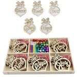 Set regalo creativo di decorazioni fai da te natalizie con ciondolo in trucioli di legno fatto a mano, stile: JM02037