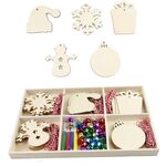 Set regalo creativo di decorazioni fai da te natalizie, ciondolo in trucioli di legno fatto a mano, stile: JM02040