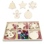 Set regalo creativo di decorazioni fai da te natalizie, ciondolo in trucioli di legno fatto a mano, stile: JM02041
