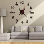 3 pezzi acrilico orologio da parete 3D fai da te soggiorno camera da letto parete sfondo decorazione (nero)