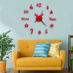 3 pezzi acrilico orologio da parete 3D fai da te soggiorno camera da letto parete sfondo decorazione (rosso)