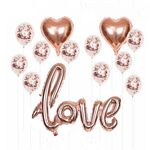 2 Pz Amo Love Foil Foil Balloon Decorazione Set da sposa Wedding Wedding Sede Layout Palloncini, Stile: Amore + 2 A forma di cuore + 10 paillettes