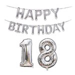 Decorazione di compleanno Decorazione in alluminio Palloncino Pallone da 40 pollici Grande numero di alluminio Foil Palloncino Decorazione Pallone Set, Stile: 18 (Argento)