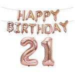 Decorazione di compleanno Foglia di alluminio Pallone da 40 pollici Grande numero di alluminio foglio palloncino decorazione set, stile: 21 (oro rosa)
