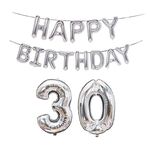 Decorazione di compleanno in alluminio palloncino palloncino da 40 pollici grande numero di alluminio foglio aerostato decorazione set, stile: 30 (argento)