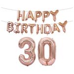 Decorazione di compleanno in alluminio palloncino palloncino da 40 pollici grande numero di alluminio foglio palloncino decorazione set, stile: 30 (oro rosa)