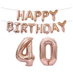 Decorazione di compleanno Decorazione in alluminio Palloncino da 40 pollici Grande numero di alluminio foglio aerostato Set decorazione, stile: 40 (oro rosa)