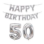 Decorazione di compleanno Decorazione alluminio Palloncino Pallone da 40 pollici Grande numero di alluminio Foil Palloncino Decorazione Palloncino Set, Stile: 50 (Argento)