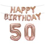 Decorazione di compleanno Foglia di alluminio Palloncino da 40 pollici Grande numero di alluminio foglio palloncino decorazione set, stile: 50 (oro rosa)