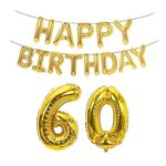 Decorazione di compleanno in alluminio palloncino palloncino da 40 pollici grande numero di alluminio foglio aerostato decorazione set, stile: 60 (Golden)