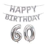 Decorazione di compleanno Decorazione in alluminio Palloncino in Pallone da 40 pollici Grande numero di alluminio foglio aerostato Set decorazione, Stile: 60 (argento)