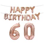 Decorazione di compleanno in alluminio palloncino a palloncino da 40 pollici grande numero di alluminio foglio di foglio decorazione set, stile: 60 (oro rosa)