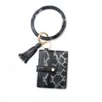 Portamonete con portamonete portachiavi in ​​pelle PU con anello da polso (serpente nero)