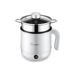 Fornello elettrico multifunzione Mini dormitorio studente che cucina riso per friggere pentola antiaderente, spina americana da 110 V, colore: bianco Stile manuale con griglia per la cottura a vapore (1,7 L)