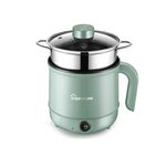 Fornello elettrico multifunzione Mini dormitorio per studenti che cucinano riso per friggere pentola antiaderente, spina americana da 110 V, colore: verde manuale con griglia per la cottura a vapore (1,7 l)