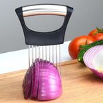 Aiuto per affettare verdure da cucina con perno per forchetta per cipolla in acciaio inossidabile