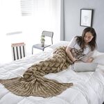 Coperta della coda di pesce della coperta a maglia della coda della sirena, dimensioni: 195x90cm (cacao)