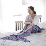 Coperta della coda a maglia a maglia della sirena Coperta di coda di pesce, Dimensioni: 195x90cm (viola leggera)