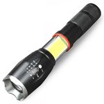 Zoom telescopico Torcia a luce forte Torcia a LED magnetica ricaricabile potente, Colore: Testa argento (senza batteria, senza caricatore)