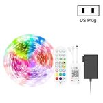 5M 300 LEDs Bluetooth Suit Smart Music Sound Control Light Strip Waterproof 5050 RGB Colorful Atmosphere LED Light Strip With 24-Keys Remote Control(US Plug)