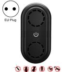 BG307 Repellente per insetti a ultrasuoni Repellente per zanzare Repellente per zanzare per uso domestico Doppio corno per interni Repellente per insetti elettronico, Tipo di spina: Spina UE 220V (Nero)