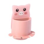 Porta spazzolino da denti per animali dei cartoni animati, mensola a muro per pasta da bagno (Piggy)