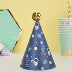 20 pezzi simpatici bambini abbronzanti cappelli di compleanno decorazione di cottura della torta cappelli da festa cappello da ballo dorato spaceman