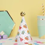 20 pezzi simpatici bambini abbronzanti cappelli di compleanno torta decorazione di cottura cappelli da festa cappello da ballo d'oro torta festa