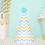 20 pezzi simpatici bambini abbronzanti cappelli di compleanno decorazioni per torte cappelli da festa ondulazione blu