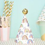 20 pezzi simpatici bambini abbronzanti cappelli di compleanno decorazioni per torte cappelli da festa arcobaleno carino