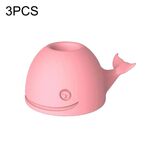 Portapenne da ufficio da scrivania in silicone con balena, 3 pezzi (rosa)