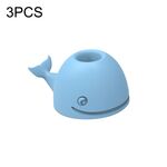 Portapenne da ufficio da scrivania in silicone con balena, 3 pezzi (azzurro)