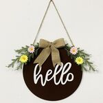 Decorazioni per la casa Ghirlanda di Pasqua Puntelli da tiro Ghirlanda Porta appesa Marrone Hello