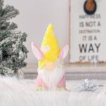 2 pezzi Natale Pasqua Decorazione bambola senza volto Desktop Cartoon Decorazione bambola coniglio Decorazione festiva (cappuccio giallo)