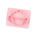 M010094 Piatto piano in silicone per bambini Ciotola per mangiare anti-caduta grigliata Ciotola per ventosa antiscivolo per alimenti complementari per bambini (rosa)