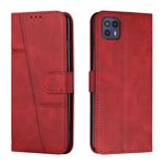 Per Motorola Moto G50 5G cuciture in pelle di cuoio di texture in pelle di vitello (rosso)